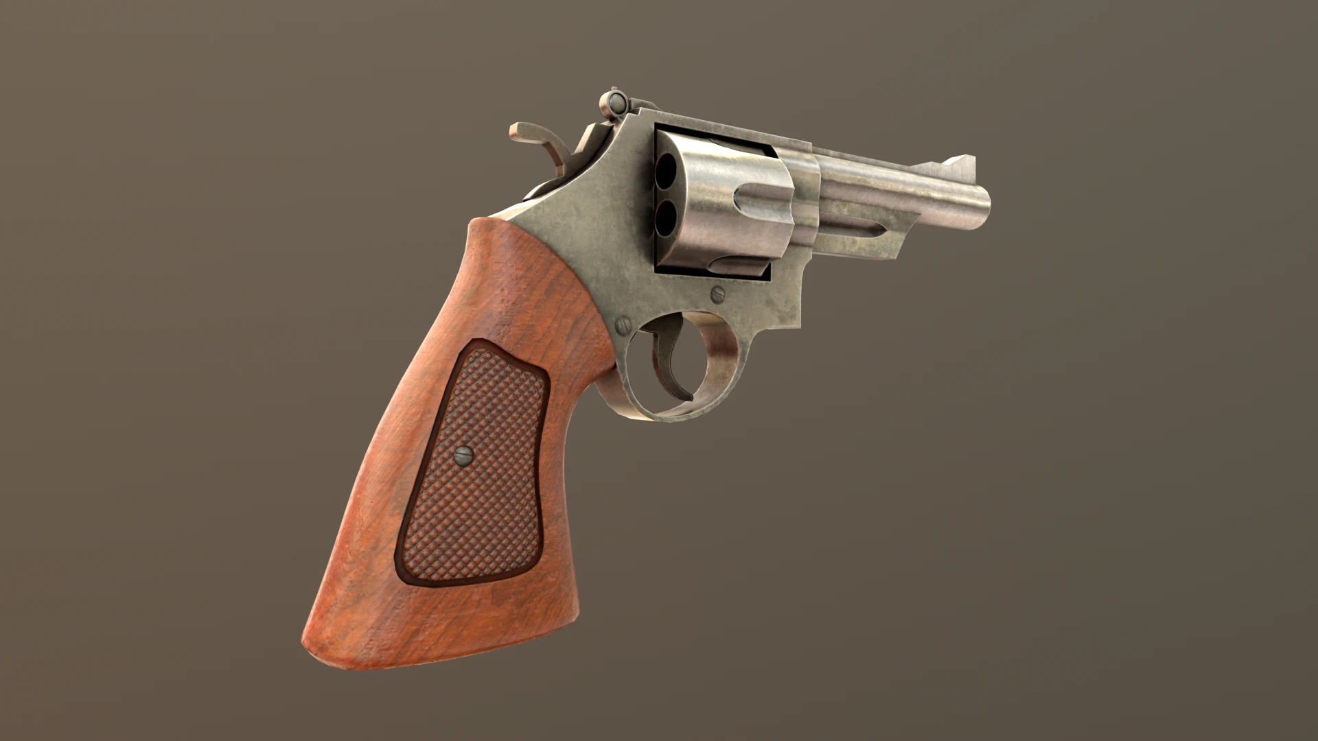 Revolver Game Ready Asset 3D Model .c4d .max .obj .3ds .fbx .stl .blend 