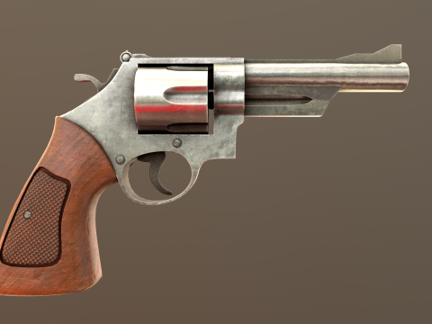 Revolver Game Ready Asset 3D-Modell