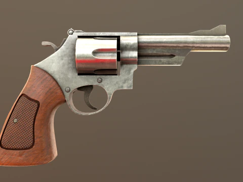 Revolver Game Ready Asset 3D Model