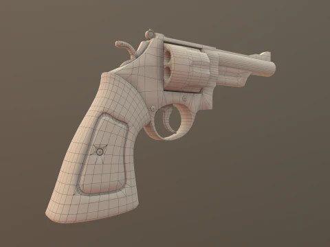 Revolver Game Ready Asset 3D Model