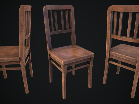 Old Wooden Chair Game Ready Asset 3D Модель