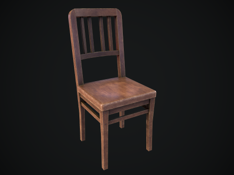 Old Wooden Chair Game Ready Asset 3D Model