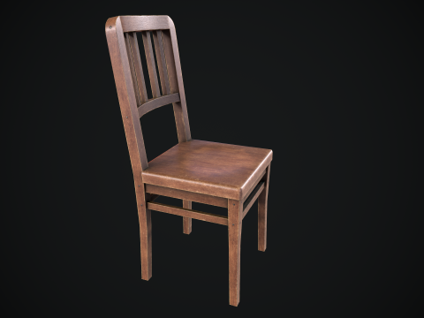 Old Wooden Chair Game Ready Asset 3D Model
