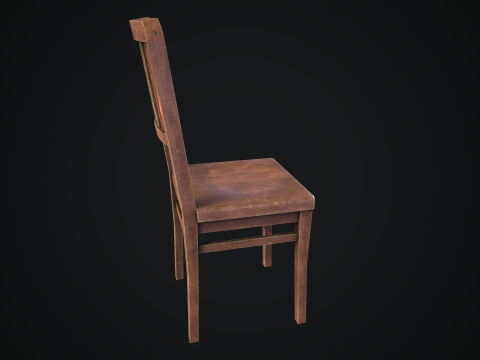 Old Wooden Chair Game Ready Asset 3D Model