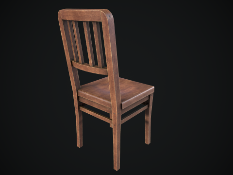 Old Wooden Chair Game Ready Asset 3D Model