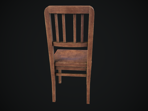 Old Wooden Chair Game Ready Asset 3D Model