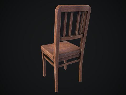 Old Wooden Chair Game Ready Asset 3D Model