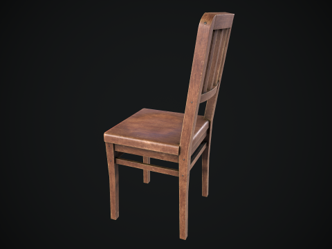 Old Wooden Chair Game Ready Asset 3D Model