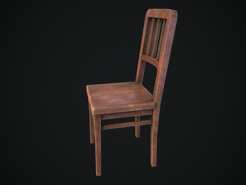 Old Wooden Chair Game Ready Asset 3D Model
