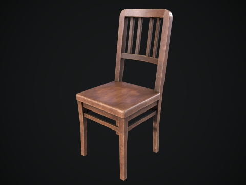 Old Wooden Chair Game Ready Asset 3D Model
