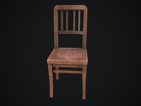 Old Wooden Chair Game Ready Asset 3D Model