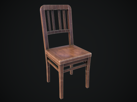 Old Wooden Chair Game Ready Asset 3D Model