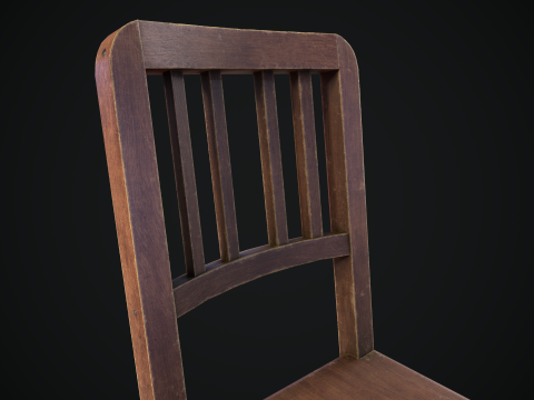 Old Wooden Chair Game Ready Asset 3D Model