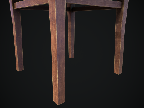 Old Wooden Chair Game Ready Asset 3D Model