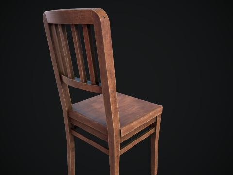 Old Wooden Chair Game Ready Asset 3D Model