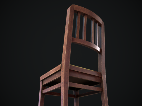 Old Wooden Chair Game Ready Asset 3D Model