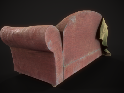 Game Ready Asset Worn Out Sofa 3D Model