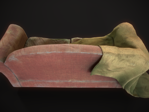 Game Ready Asset Worn Out Sofa 3D Model