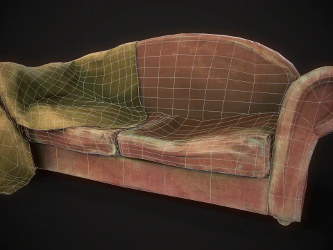 Game Ready Asset Worn Out Sofa 3D Model