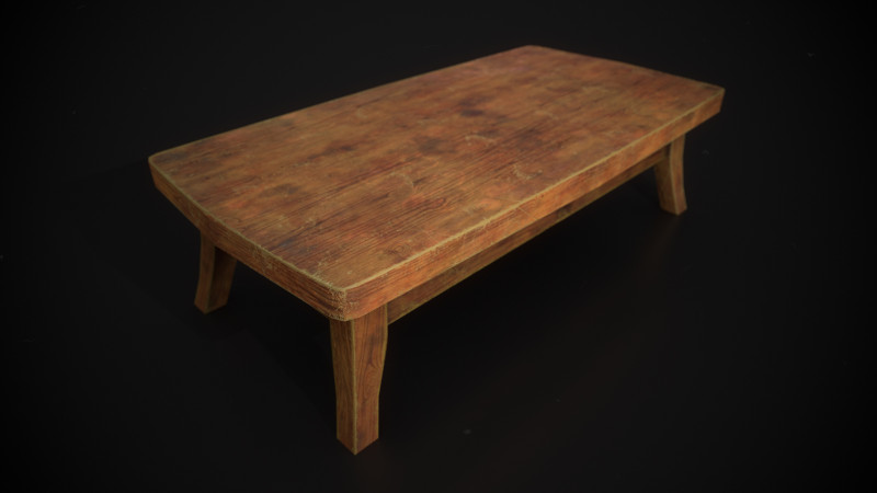 Worn Out Coffee Table 3D Model .c4d .max .obj .3ds .fbx .stl .blend