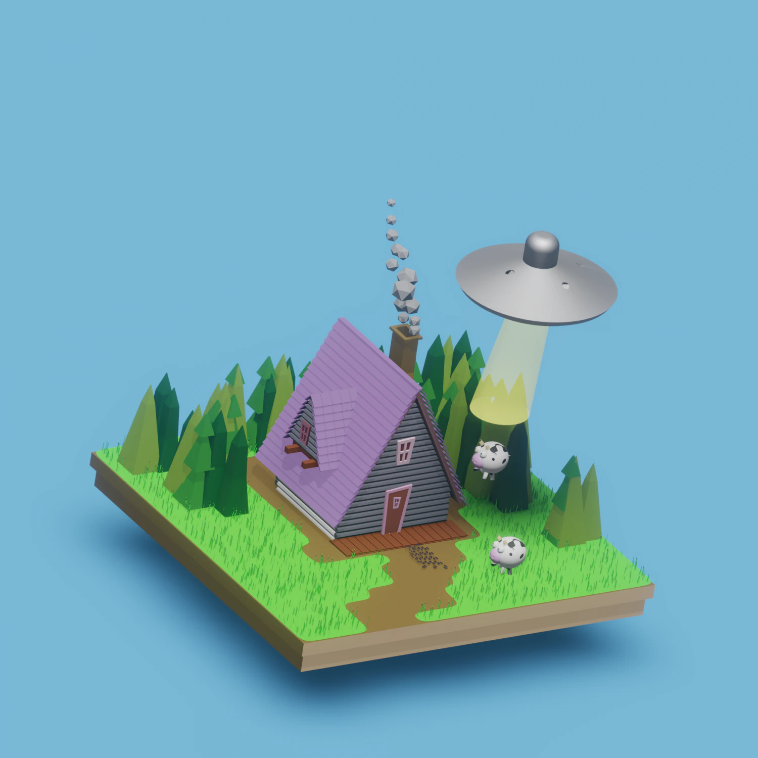 Low Poly Scene 3D Model .c4d .max .obj .3ds .fbx .stl .blend