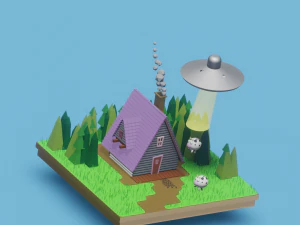 D&uuml;ş&uuml;k Poli Sahne 3D Model