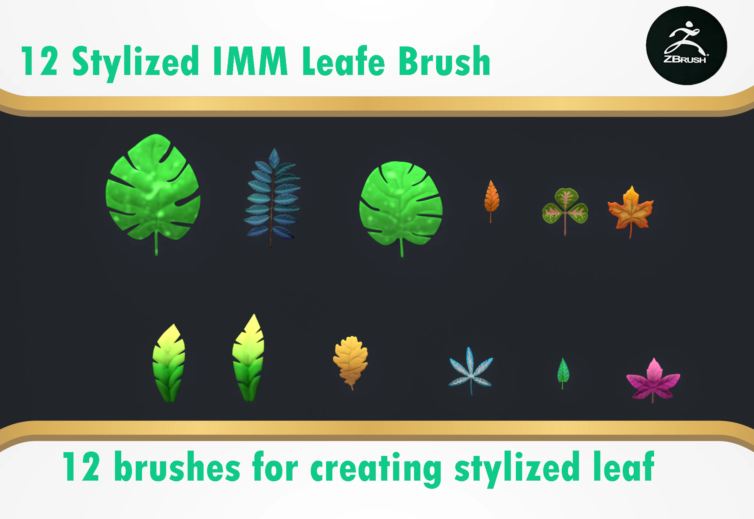 Stylized IMM Leaf Brush 3D Model .c4d .max .obj .3ds .fbx .stl .blend 