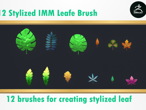 Stylized IMM Leaf Brush 3D Model