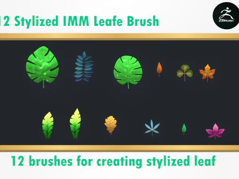 Стилизованная кисть-лист IMM 3D Модель