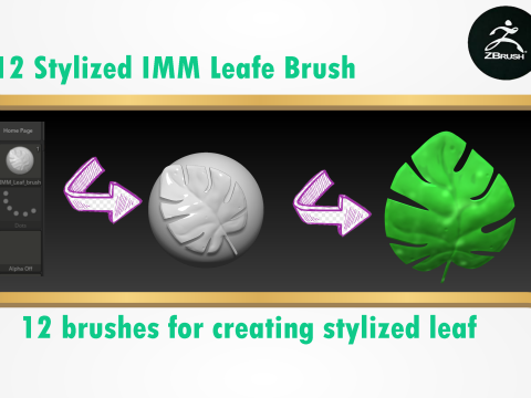 Stylized IMM Leaf Brush Modèle 3D