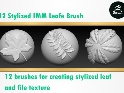 Stylized IMM Leaf Brush Modèle 3D