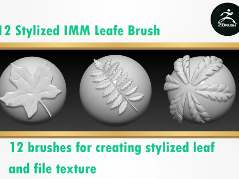 Stylized IMM Leaf Brush 3D Model