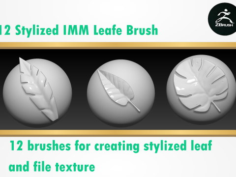 Stylized IMM Leaf Brush Modèle 3D