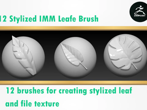 Stylized IMM Leaf Brush 3D Model