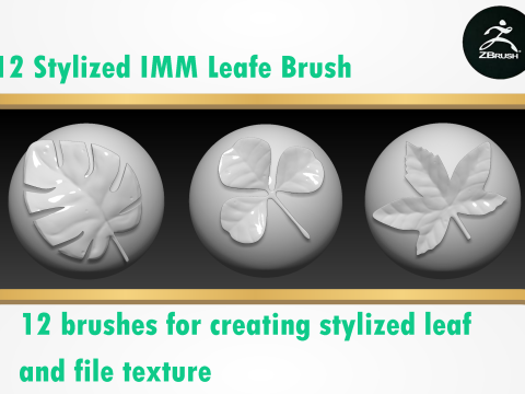 Stylized IMM Leaf Brush Modèle 3D