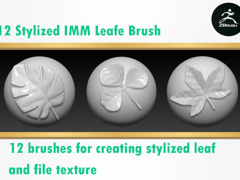 Stylized IMM Leaf Brush 3D Model