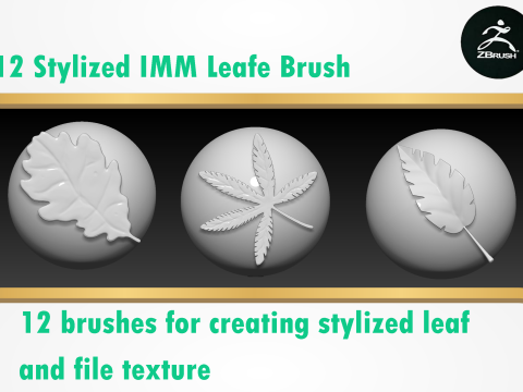 Stylized IMM Leaf Brush Modèle 3D