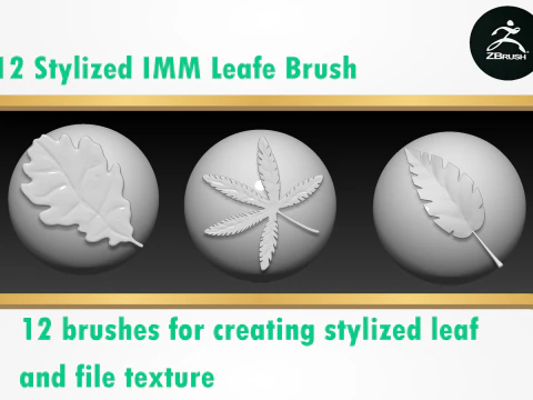 Stylized IMM Leaf Brush 3D Model