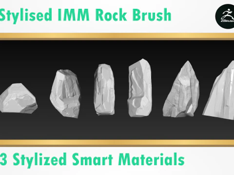 Stylized Rock Brush 3D Model
