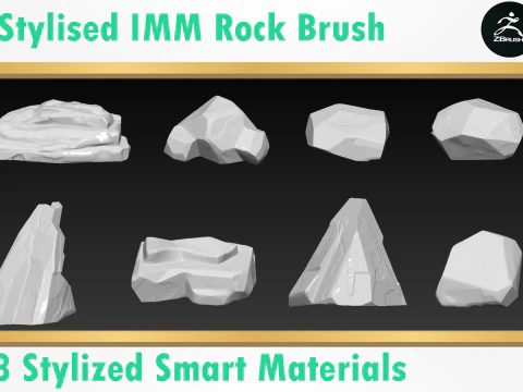 Stylized Rock Brush 3D Model