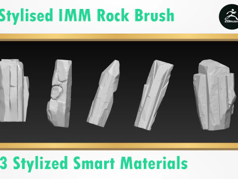 Stylized Rock Brush 3D Model