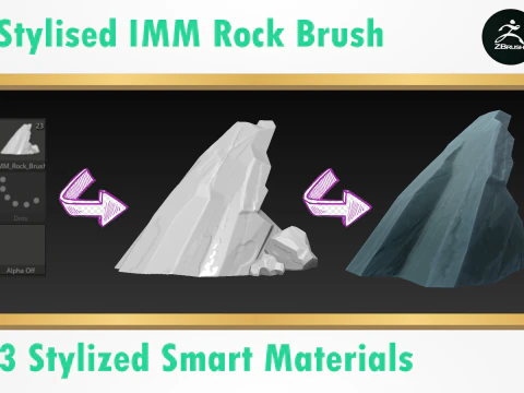 Stylized Rock Brush 3D Model