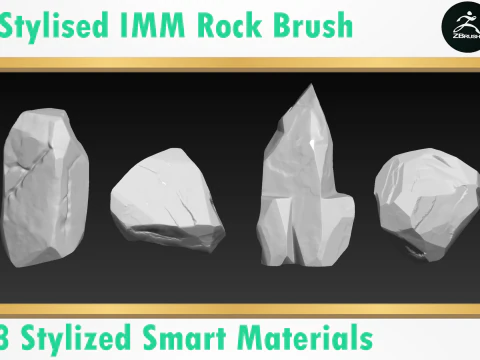 Stylized Rock Brush 3D Model