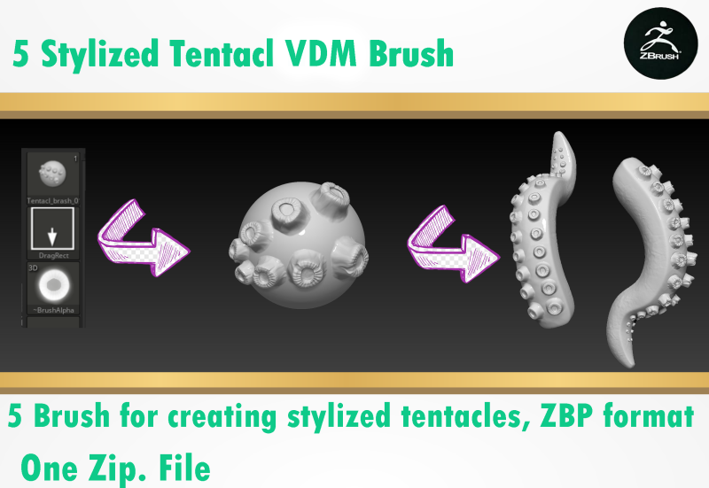 Stylized Tentacl Brush 3D 모델 .c4d .max .obj .3ds .fbx .stl .blend 
