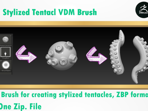 Stylized Tentacl Brush Modello 3D