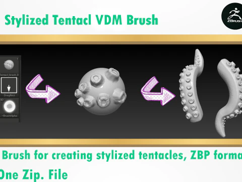 Pincel Tentacl Estilizado Modelo 3D