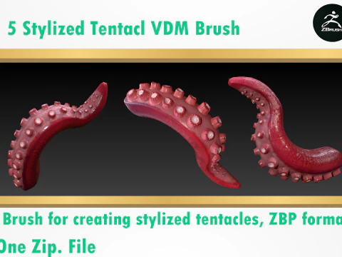 Stylized Tentacl Brush 3D Model