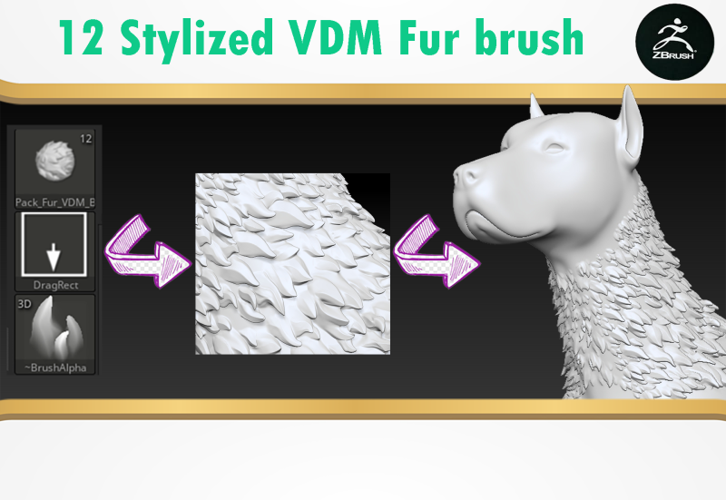 Stylized Fur Brush Modèle 3D .c4d .max .obj .3ds .fbx .stl .blend 