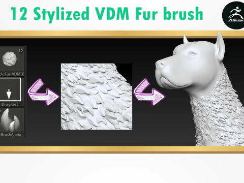 Стилизованная меховая щетка 3D Модель