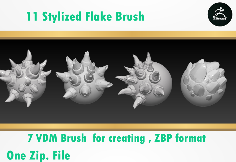 Free Set Flake Brush 3D Model .c4d .max .obj .3ds .fbx .stl .blend 